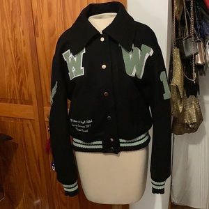 Off white letterman jacket